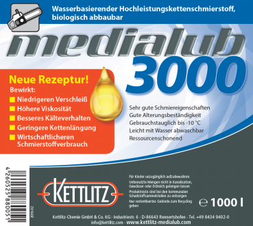 KETTLITZ-Medialub 3000 Wasserbasierendes Kettenöl- 1000 Liter IBC - NEUE REZEPTUR