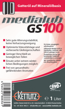 KETTLITZ-Medialub GS 100  Sägegatteröl - Spezialschmierstoff auf Mineralölbasis  - 1 Liter Gebinde