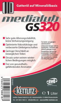 KETTLITZ-Medialub GS 320  Sägegatteröl - Spezialschmierstoff auf Mineralölbasis  - 1 Liter Gebinde