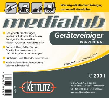 KETTLITZ-Medialub Gerätereiniger, Universalreiniger, Sägekettenreiniger Konzentrat 200 Liter
