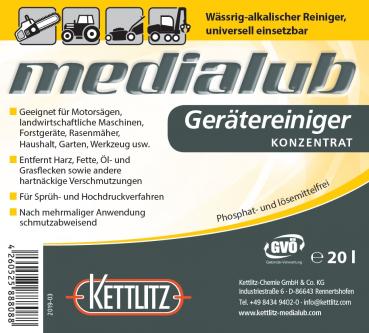 KETTLITZ-Medialub Gerätereiniger, Universalreiniger, Sägekettenreiniger Konzentrat 20 Liter