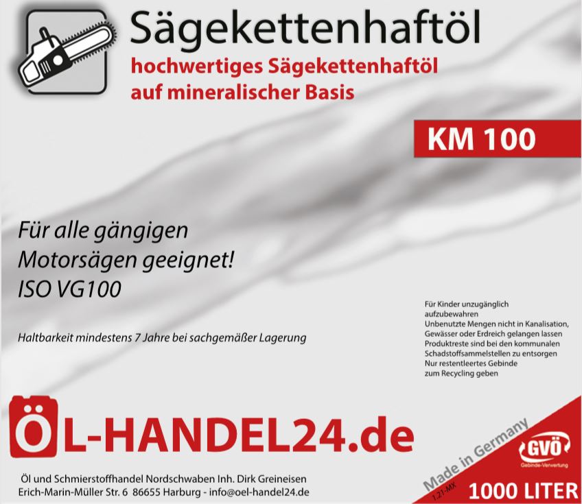 OEL-HANDEL24 - KM100 - Hochleistungs Sägekettenöl