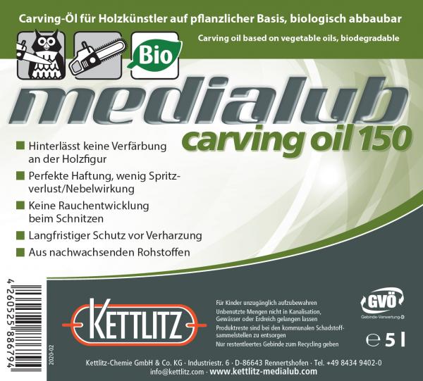 KETTLITZ-Medialub Carving Oil 150 - Bio Kettenöl für Holzschnitzer - Kanister 5 Liter