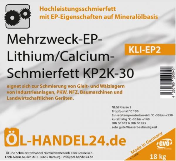 Mehrzweck-EP-Lithium/Calcium-Schmierfett KP2K-30 / 18 Kg Eimer - Mehrzweckfett